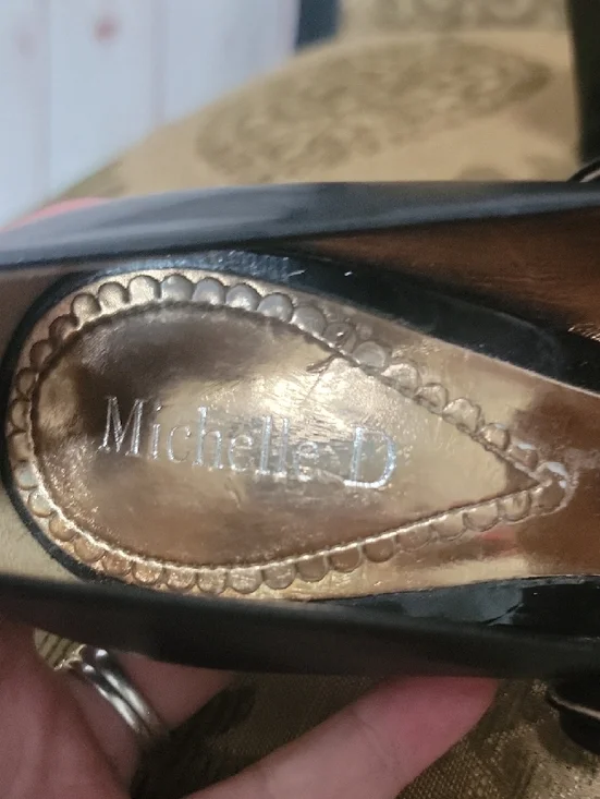 Michelle D Black Mary Jane Heels with Button Strap - Picture 2 of 5